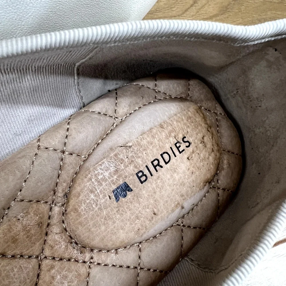 Birdies 9.5 Flats Bone Leather Pointed Toe Bow Goldfinch